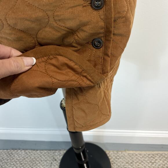 Madewell Brown Quilted Corduroy Button Wrap Skirt Size 14 Boho Short Pockets - Picture 6 of 11